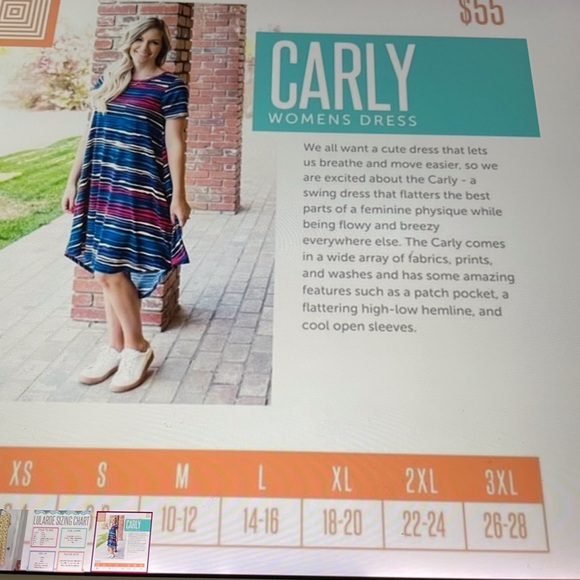 LuLaRoe Cream High Low Dress with Red and Blue Pattern - Picture 12 of 14